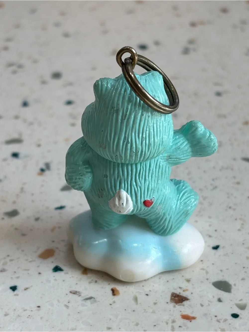 Vintage 1985 American Greetings Care Bear Keychain Charm with Yellow Star Badge
